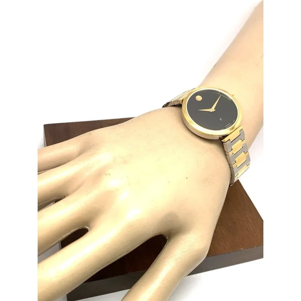 Movado Women's Watch 0607679 Museum Black Dial Swiss Automatic 2-Tone Steel 32mm